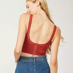 Free People Women's Red She's Fancy Brami Cami Bralette Crop Top Size Medium